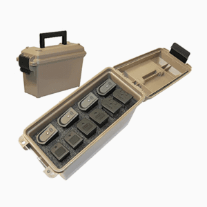 Caja MTM Case-Gard  para 10 tolvas de 9mm color arena