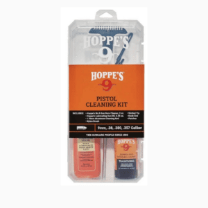 Kit de limpieza marca Hoppes para cal. 9mm,.38, .380, .357