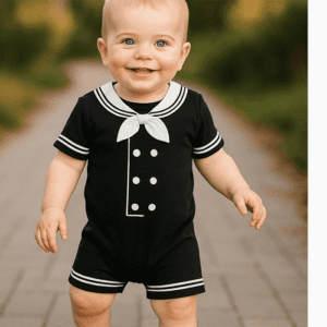 Bebe, body short negro marinero